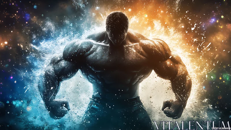 Cosmic titan erupts in blazing clash of ice and fire.