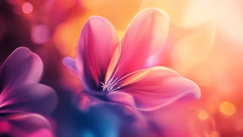 Vibrant Pink Flower with Warm Bokeh Background.