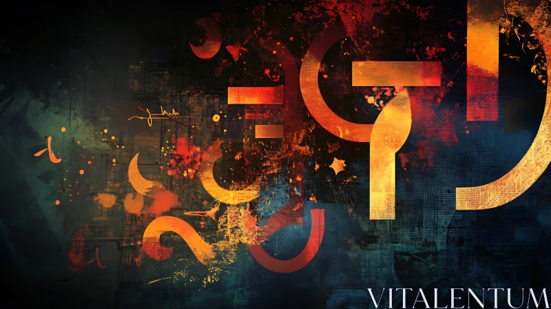 Vibrant geometrics igniting grunge-styled digital abstraction.