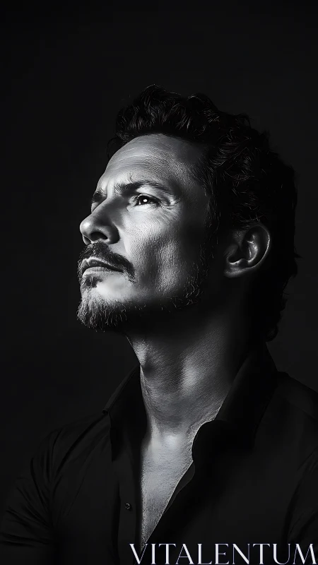 Moody monochrome male portrait captures quiet determination