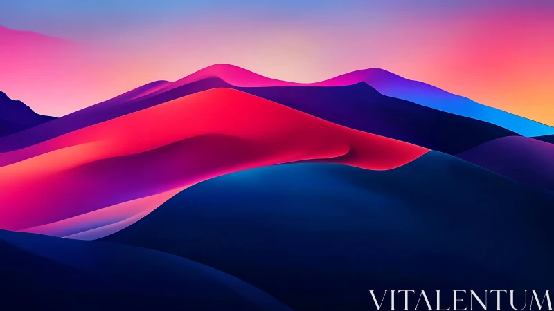 Layered gradient dunes in abstract digital landscape image.