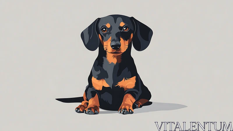 Charming dachshund puppy sits calmly with bright curious eyes