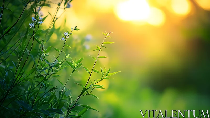 Backlit green foliage is recorded against diffuse sunset light