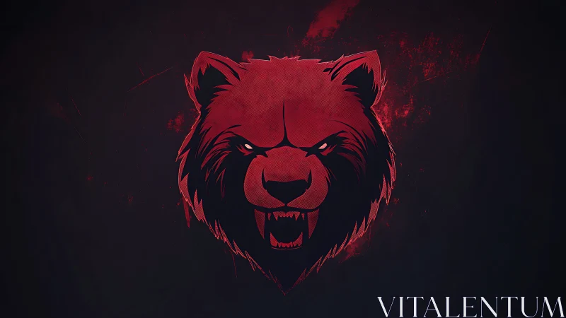 Roaring crimson bear emblem in a moody midnight glow.