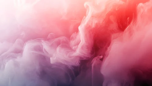 Pink and white smoke plumes form soft gradient cloud structure