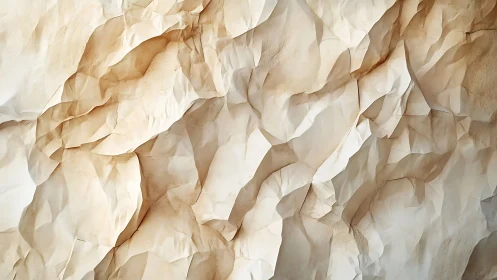 Folded beige paper surface with layered creased texture.
