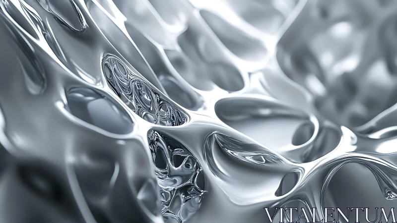 Abstract Metallic Surface with Futuristic Liquid Texture Design.