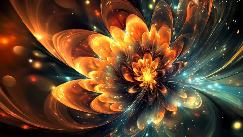 Radiant fractal bloom exploding in luminous cosmic space.