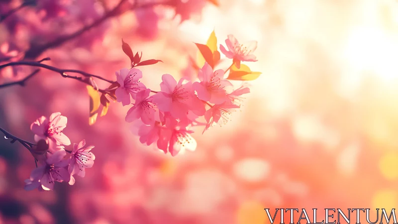 Pink Blossoms Bloom in Warm Sunlit Moments.