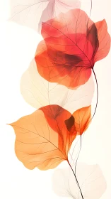 Translucent botanical leaves in vertical watercolor composition.