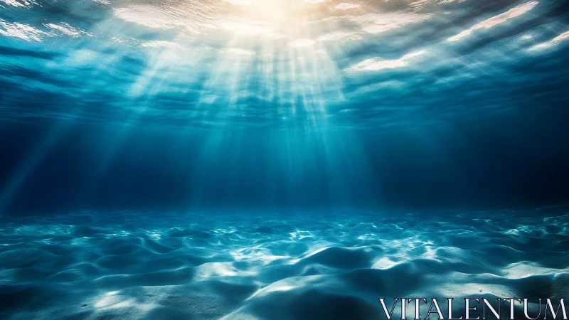 Sunrays Piercing Tranquil Ocean Depths in Vivid Clarity.