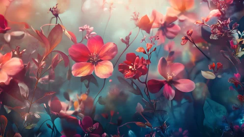 Floral composition with layered depth and warm color gradients.