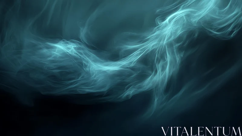 Ethereal Blue Smoke Abstract Art with Flowing Wisps and Depth.