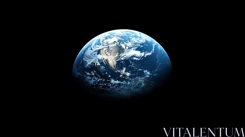 Blue marble drifts in velvet cosmos, quietly luminous.