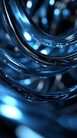 Glimmering blue glass spirals in a dreamy close-up swirl.