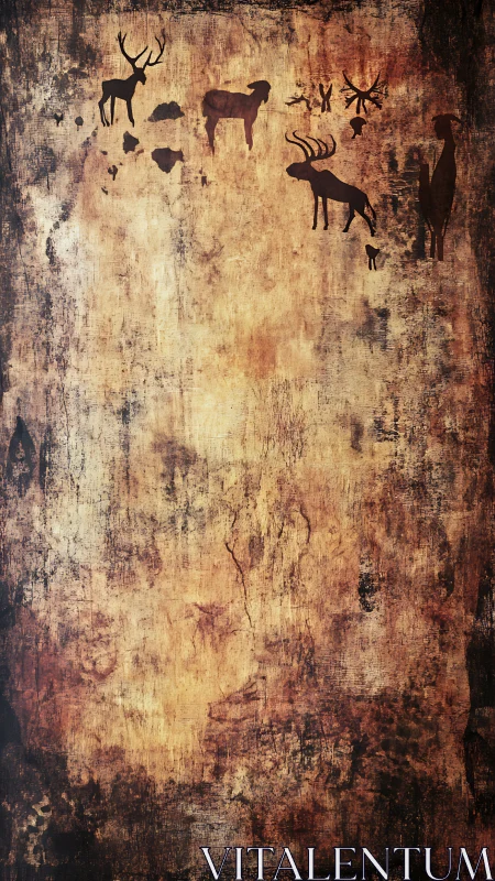 Ancient silhouettes wander across a glowing rusted cavern wall