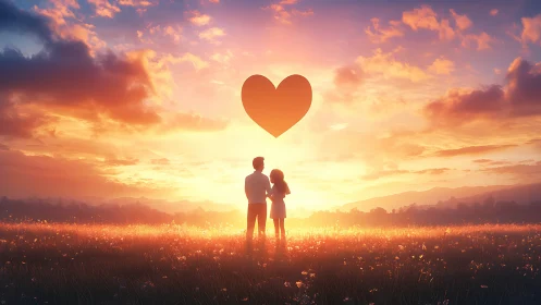 Two Hearts Embrace Golden Twilight Over Infinite Dreams.