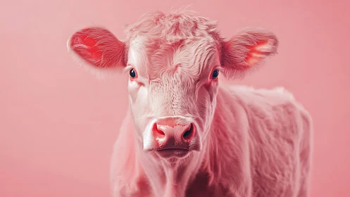 Soft pink calf portrait glows against minimal pastel backdrop