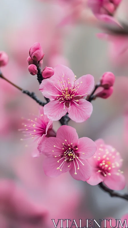 Pink Plum Blossoms Burst Into Spring Glory