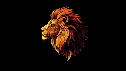 Radiant lion profile in flowing neon-gradient mane artwork.