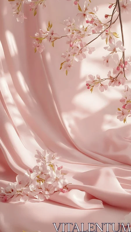 Pink Cherry Blossoms Draped Fabric Light Study
