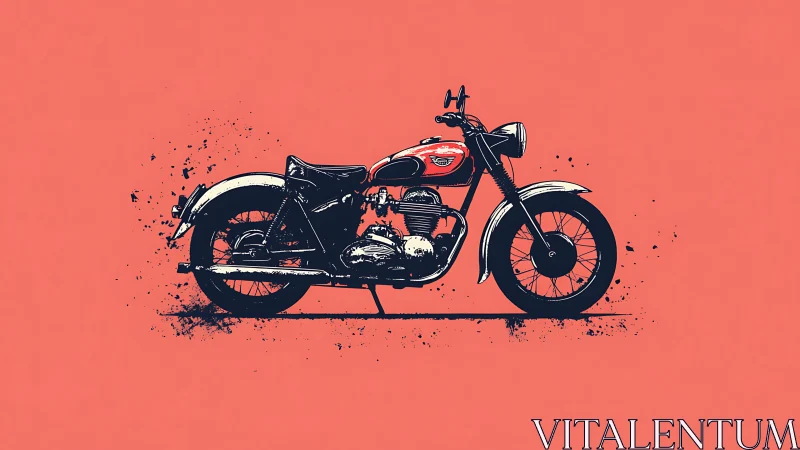 Vintage parallel-twin motorcycle rendered in stylized vector ink