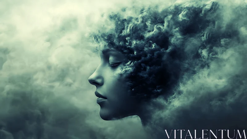 Cloudborn reverie of a silent face drifting in stormlight.