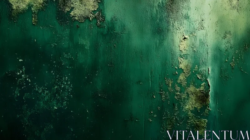 Weathered green wall texture with peeling paint in grunge style.