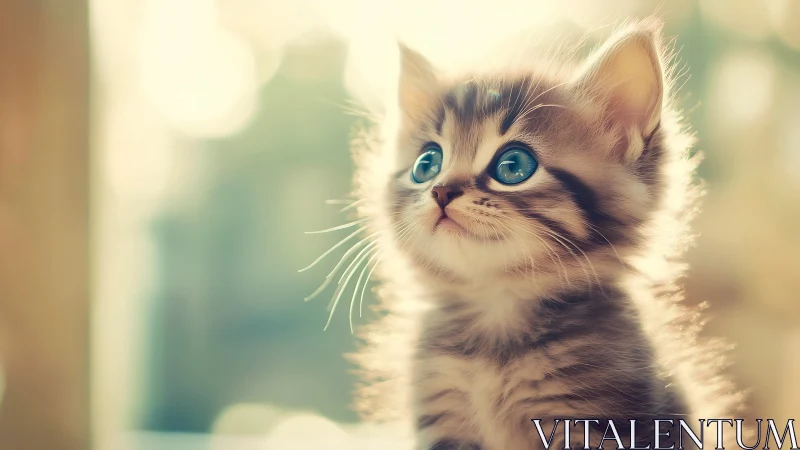 Kitten with Blue Eyes in Soft Light Setting