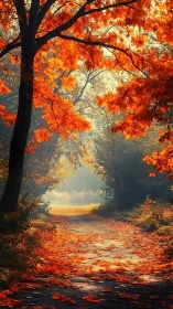 Radiant Autumn Path Where Golden Trees Create Magical Canopy