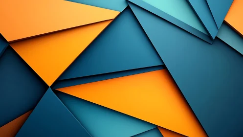 Layered teal and orange geometric planes in sharp relief.