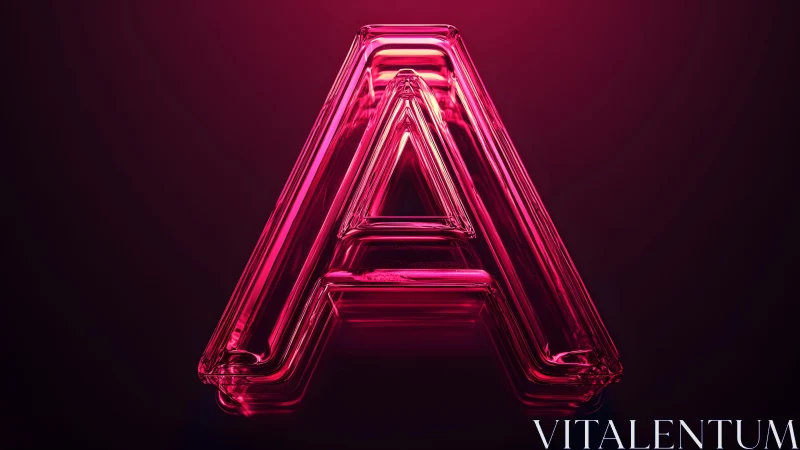 Glossy Neon Pink 3D Letter A on Dark Gradient Background. Glossy Neon Pink 3D Letter A on Dark Gradient Background.