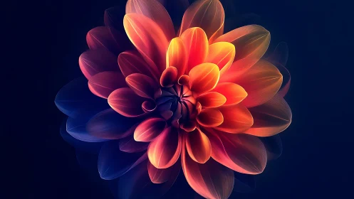 Luminous Dahlia Bloom Against Dark Background.