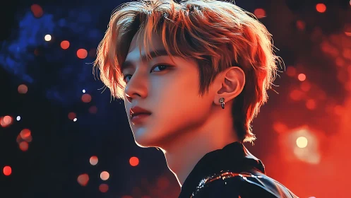 Cinematic digital portrait isolates youthful profile in bokeh glow