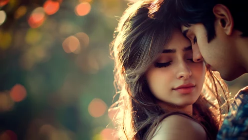 Intimate couple portrait with golden hour lighting