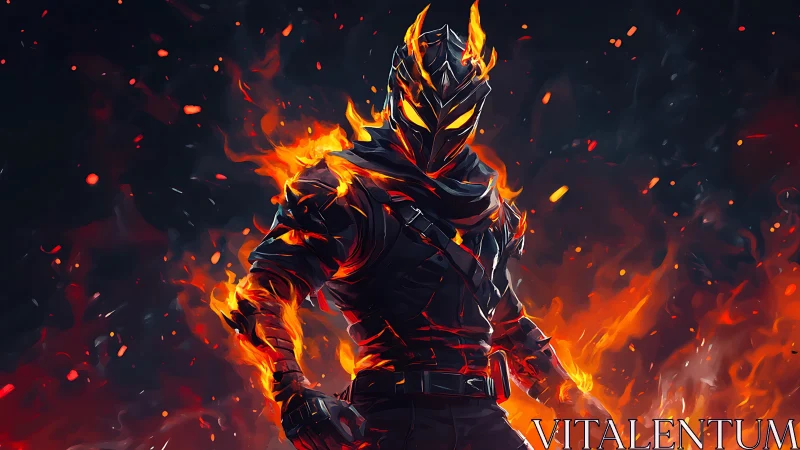 Flaming armored warrior commands swirling inferno blaze