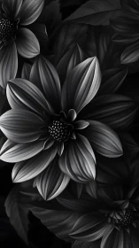 Elegant Dahlias in Soft Grayscale Shadows.