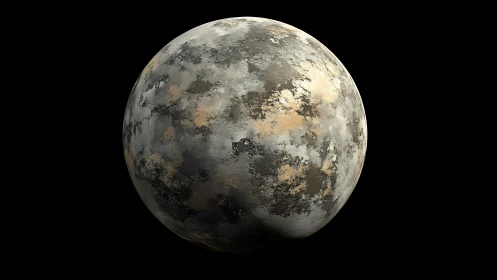 Textured exoplanet sphere with weathered rocky surface