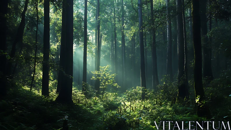 Atmospheric Forest Penetrated by Volumetric Light Rays.