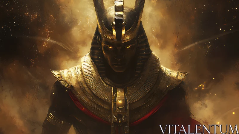 Armored pharaonic warlord rendered with high contrast specular highlights