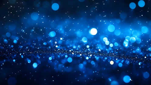 Sparkling Blue Bokeh Lights Abstract Background in Soft Focus.