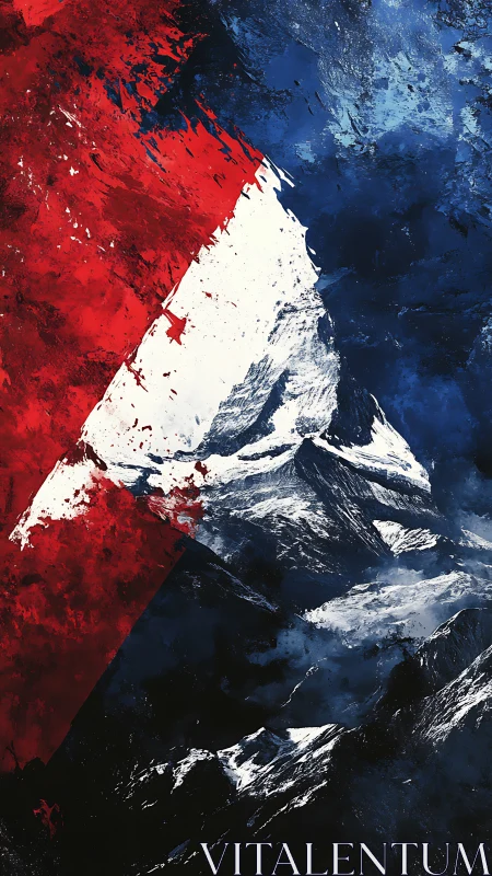 Crimson divide over midnight mountains and quiet snow.