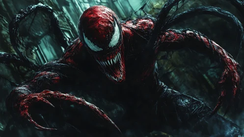 Symbiotic creature lunges forward in dynamic digital rendering