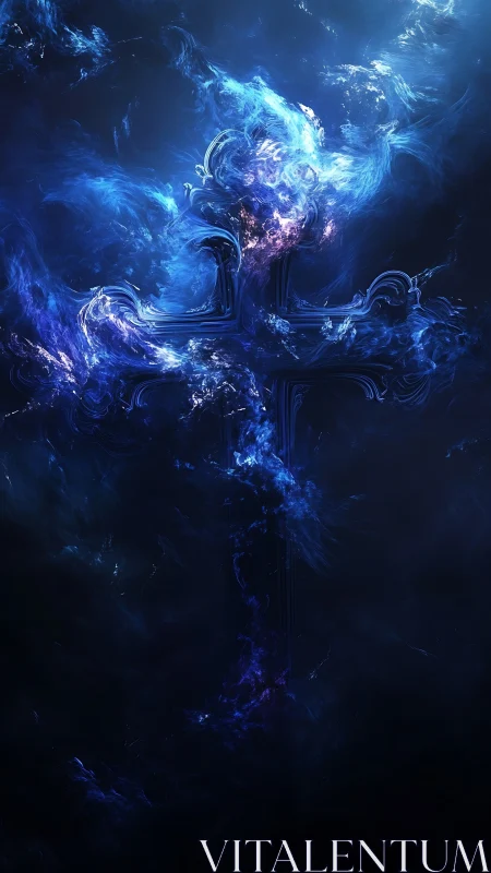 Celestial currents carve a luminous cross in deep space