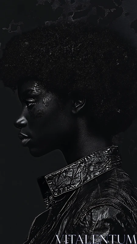 Side profile portrait shows subject in dark tonal contrast