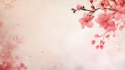 Cherry Blossoms Dance Through Soft Pink Watercolor Serenity