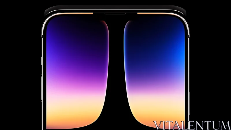 Modern smartphone display with gradient glow wallpaper.
