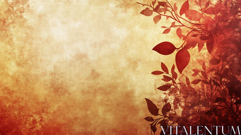Warm textured background with red leafy floral border.