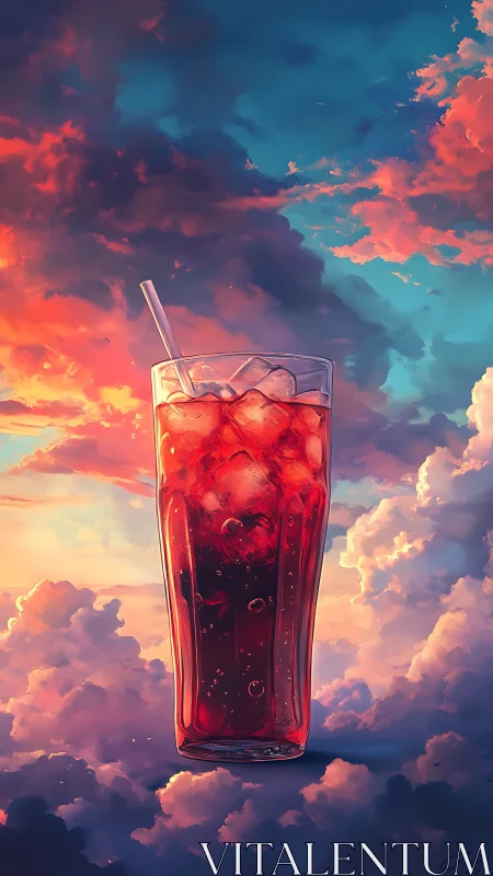 Crimson Elixir Suspended in Sunset Theater.