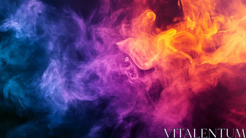 Multicolored smoke clouds in gradient abstract composition.
